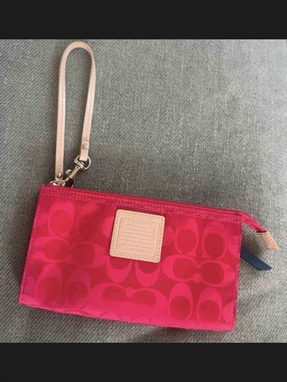 Coach Pink Signature Wristlet Clutch